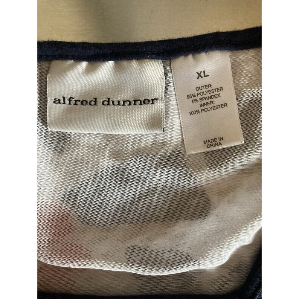 Womens Alfred Dunner Blue/Red/White Floral Short Sleeve Top XL Lined Square Neck - Picture 7 of 8